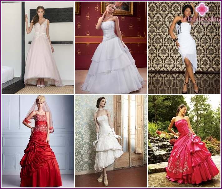 Aszimmetrikus menyasszonyi ruha többszintű szoknya