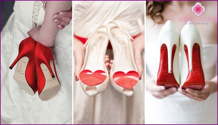 Scarpe da sposa in rosso e bianco