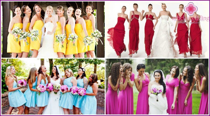 The same elegant dress for bridesmaids