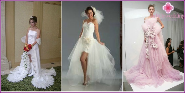 Photos of unusual models of wedding clothes