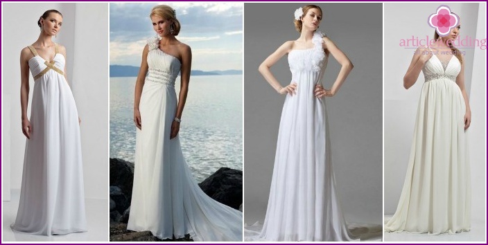 Photo of lush wedding dresses with high waist