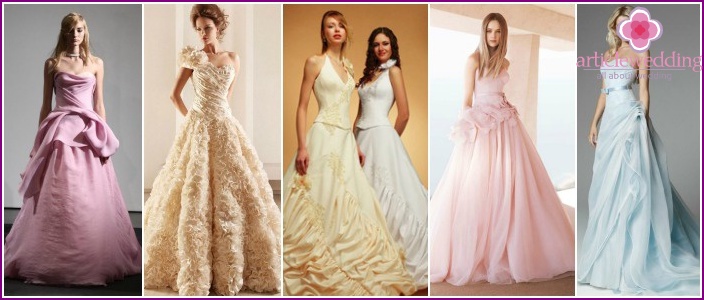 Different shades of the bride's outfit
