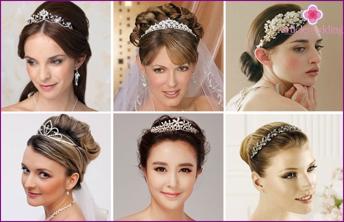 Tiaras with stones and rhinestones for marriage