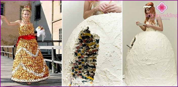 Toilettes luxueuses pour la mariée sous la forme d'un gâteau sucré