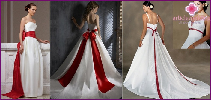 Wedding dresses with a red train