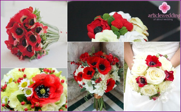 Bright poppies for the bride's flower arrangement