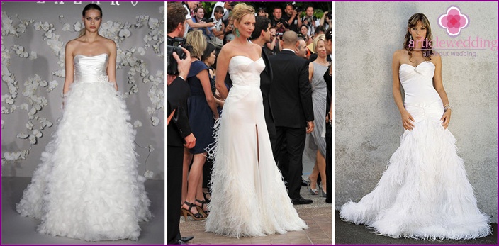 Robes de mariée en plumes spectaculaires