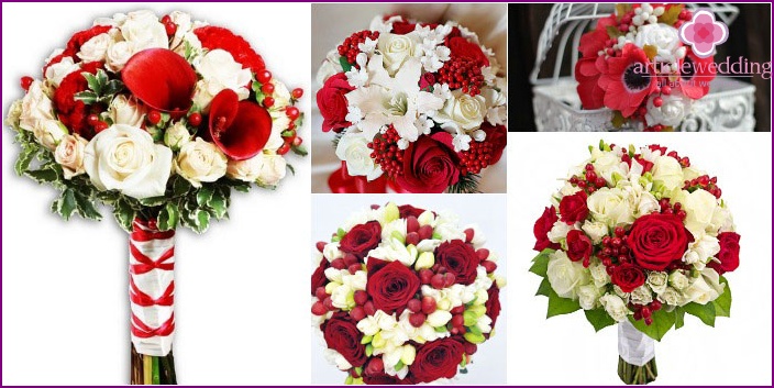 Composição de buquês de casamento floral com bagas