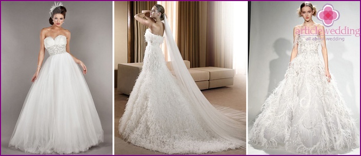 Feather Neckline Wedding Dresses