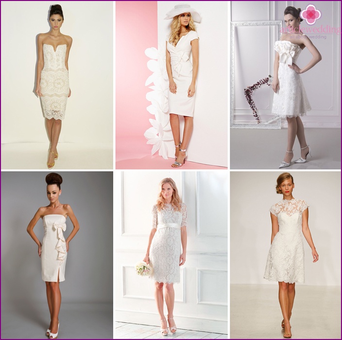 The fitted models of short dresses for a wedding