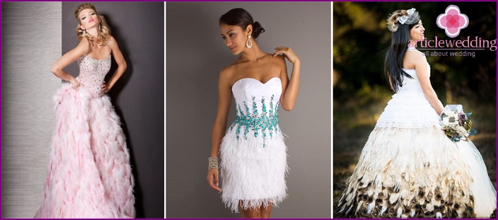 Feathers for decorating wedding dresses