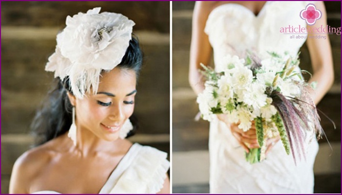 Accessoires élégants pour les robes de mariée en plumes