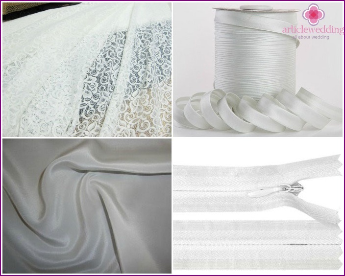 Materials for sewing a lace dress of the bride