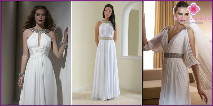 Görög stílusú menyasszonyi esküvői ruhák