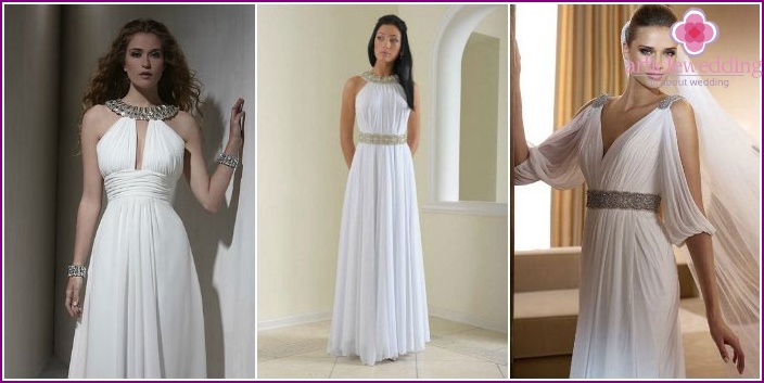 Vêtements de mariage de mariée de style grec