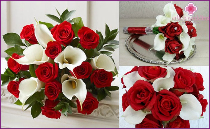 Calla-Lilien mit Rosen