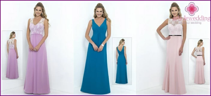 Harmonious evening dresses of bridesmaids