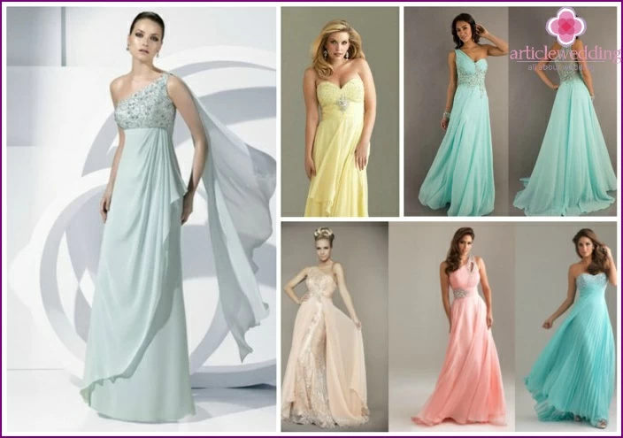 Neutral tones of wedding evening dresses