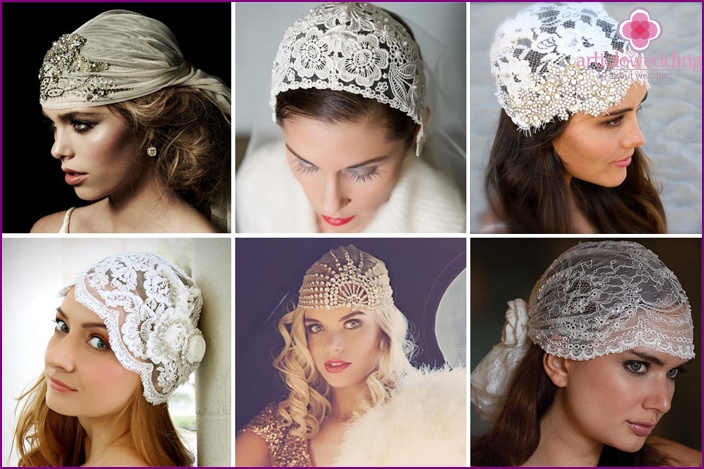 Hat with rhinestones for the bride