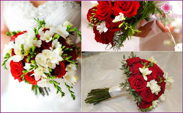 Roses with freesia composition for the bride and groom