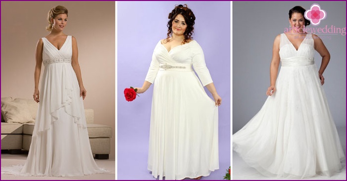 Wedding gown with neckline for fat