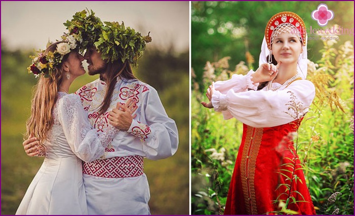 Russian wedding in national colors