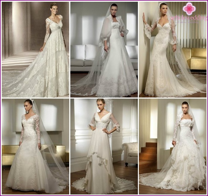 Empire Wedding Dresses with Lace Sleeves