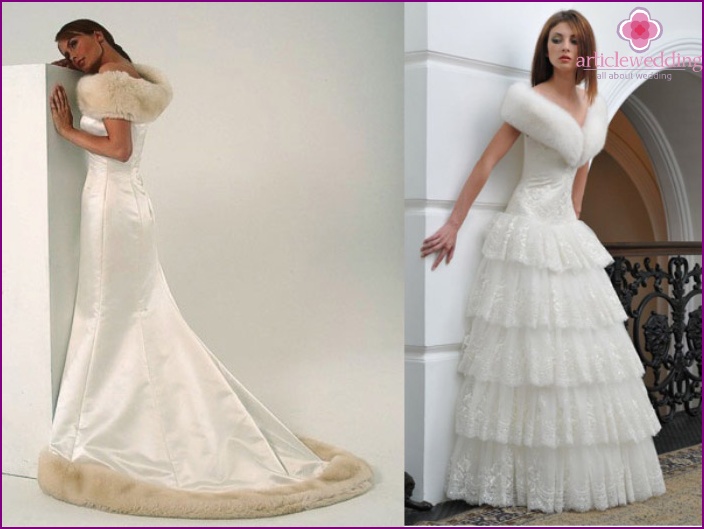 أزياء هيبورن الزفاف الرجعية مع الفراء بوا