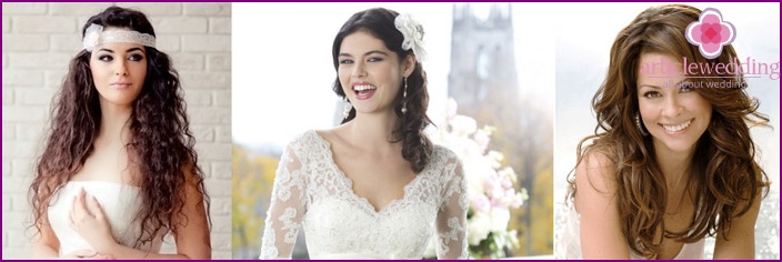 A bride with a round face fit loose hair