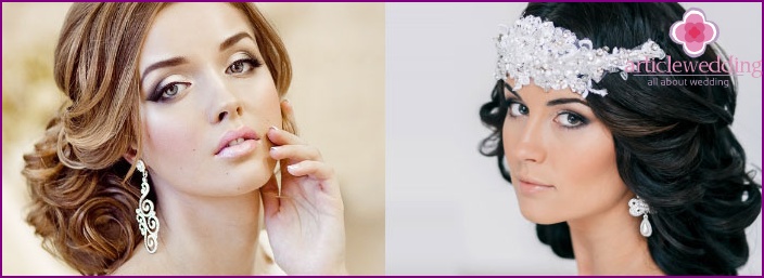 Coiffure de mariage avec des boucles froncées