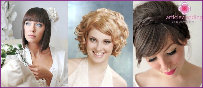 Wedding hairstyles with bangs for short-haired brides
