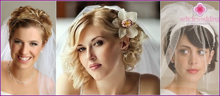 Veil is a great accessory for short-haired brides