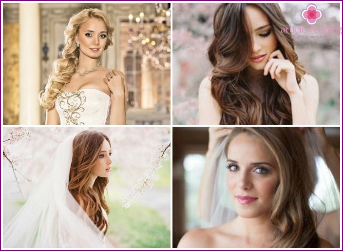 L'image de la mariée: boucles romantiques de cheveux longs