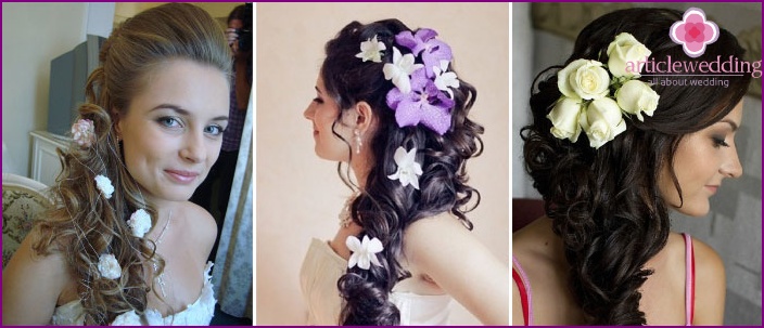 Wedding curls with flowers