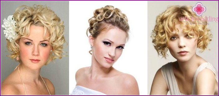 Wedding hairstyles: curl on short hair