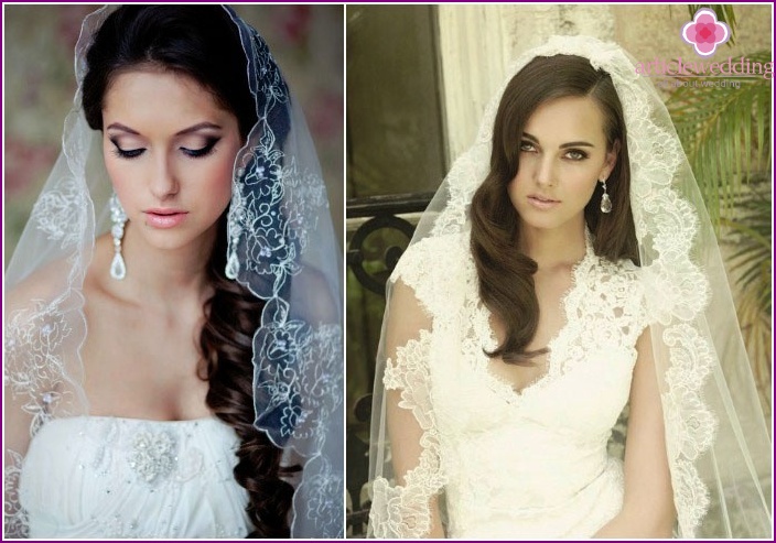 Wedding styling and veil for long haired brides