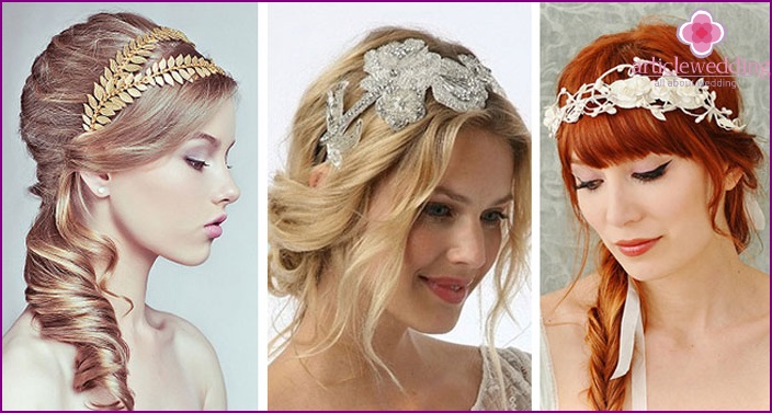Tiara and Greek Bride Hair Styling