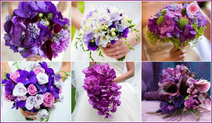 Violet orchids for the bride