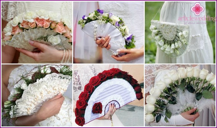 Éventail de fleurs pour la mariée