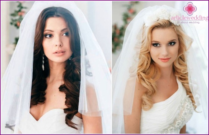 Beautiful wedding look - loose hair and veil