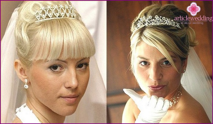 Hairstyle with veil and diadem