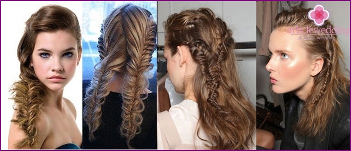 Sloppy french braids for a wedding