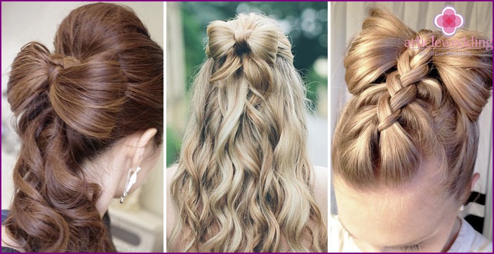Wedding hairstyle in the form of a bow