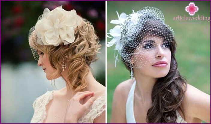 Wedding hairstyle with curls and a veil