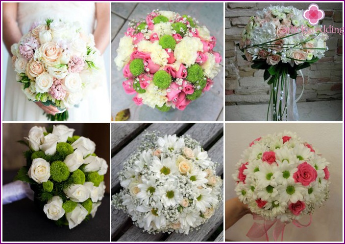 Bouquet da sposa con rose e crisantemi