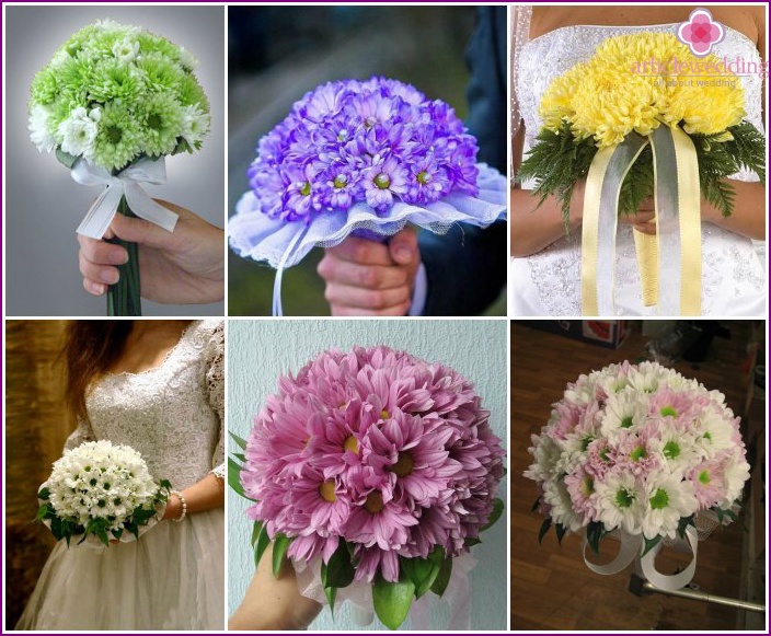 Chrysanthemum huwelijksboeket voor de bruid