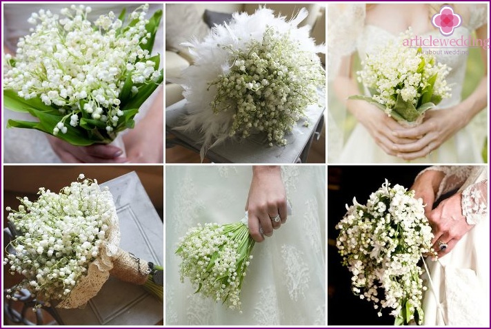 Mono-bouquet for the bride with lilies of the valley