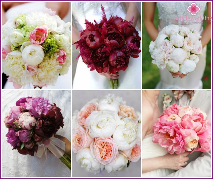 Gyönyörű esküvői elrendezések a pünkösdi rózsa