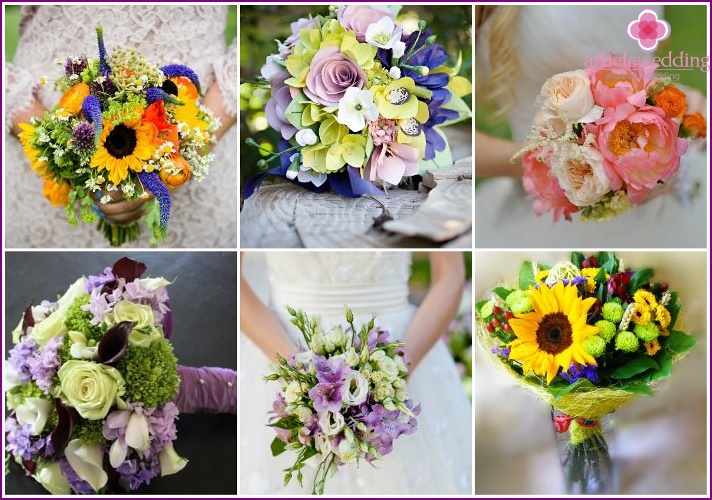 Summer wedding bouquets of the bride