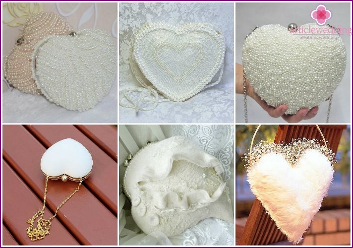 Handbag in the shape of a heart for the image of the bride